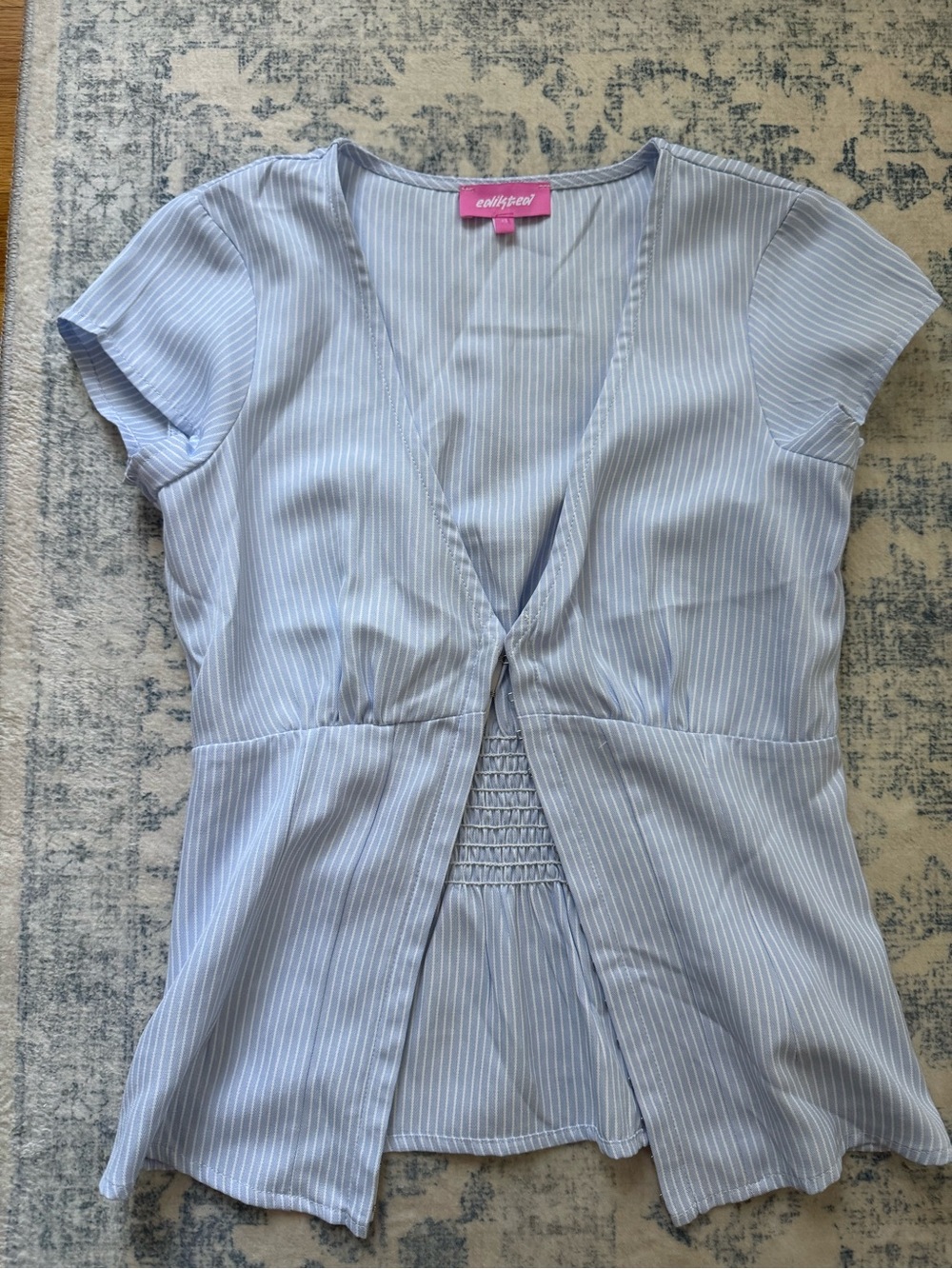 wild fable Light Blue & White Striped V-Neck Corset Top